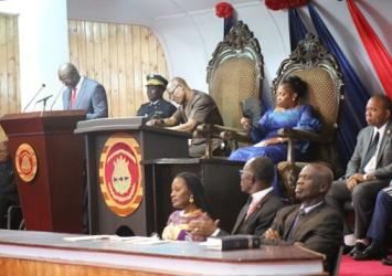 Liberia newly Elected President H.E. George M. Weah, smiles as he delivers his first State of the Nation AddressJames M. Garresen II