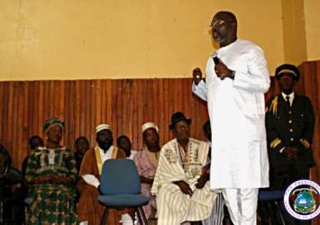 President Weah addressing Citizens in Gbarnga.EXECUTIVE MANSION