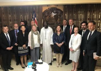 President Weah in a group photo with the European  DelegationExecutive Mansion Photo