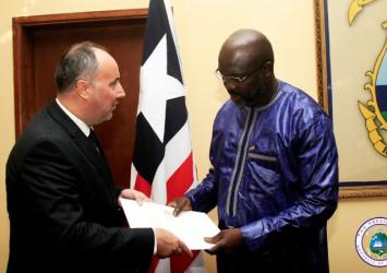 President Weah receives Letters of Credence from the Ambassador of Hungary.EXECUTIVE MANSION