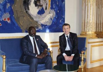 Presidents Weah and Macron at Palace de ElyseeExecutive Mansion
