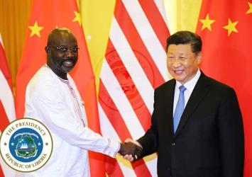Presidents Xi Jinping and  George Manneh WeahEXECUTIVE MANSION